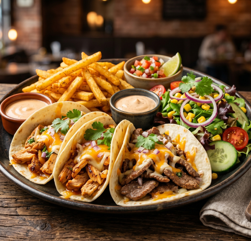 Tacos Poulet oder Kalbsgeschnetzeltes